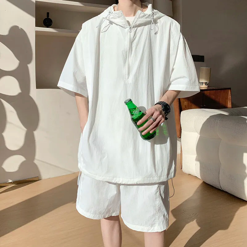 Men's Summer 2-Piece Outfit Breathable T-Shirt And Quick-Dry Shorts Set Casual Streetwear Trendy Gym And Beach Wear M-8XL 7XL