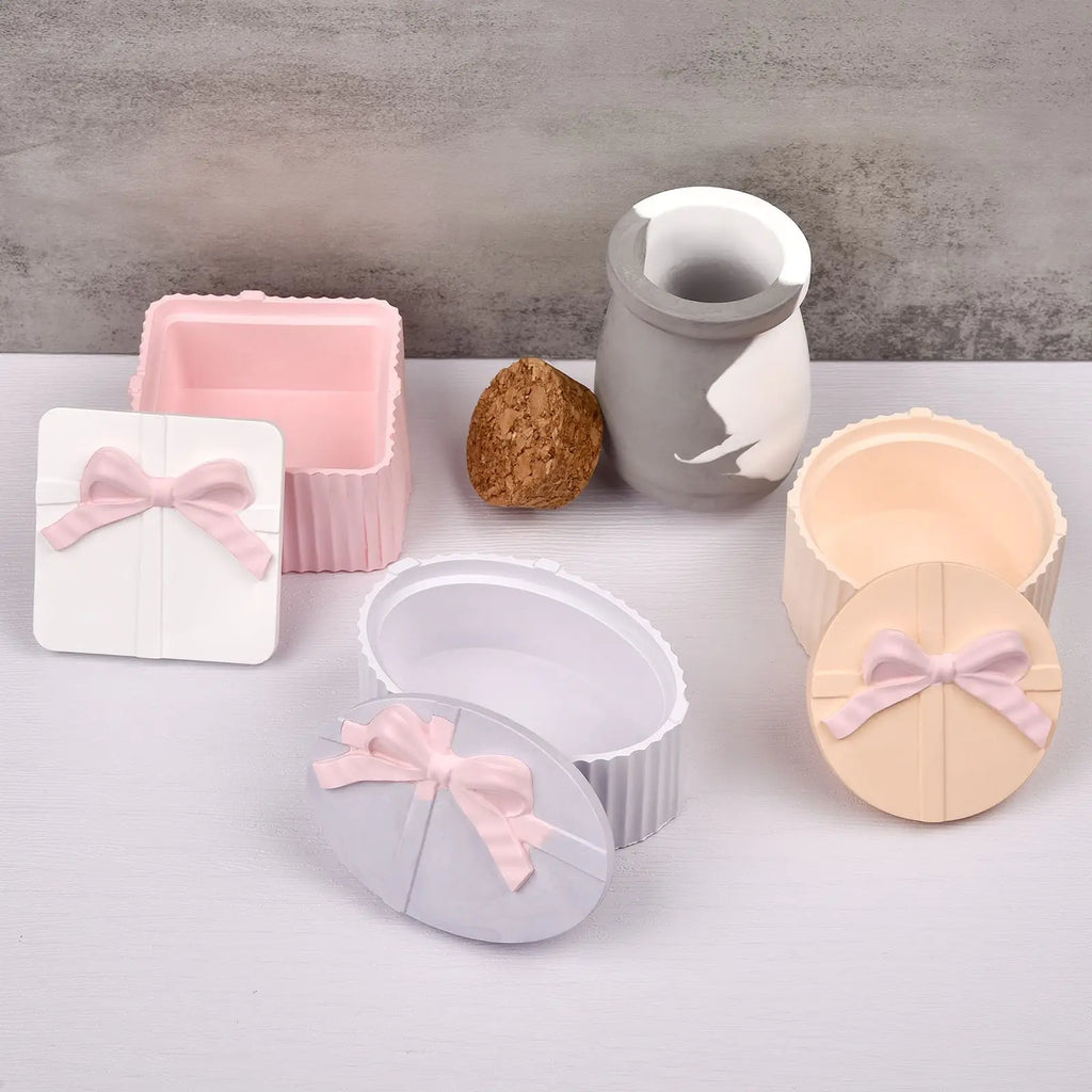 Silicone Mold For Cement With Lid Handmade Container Jars Box Resin Epoxy Mold Storage Box For DIY Jewelry Making Crafts