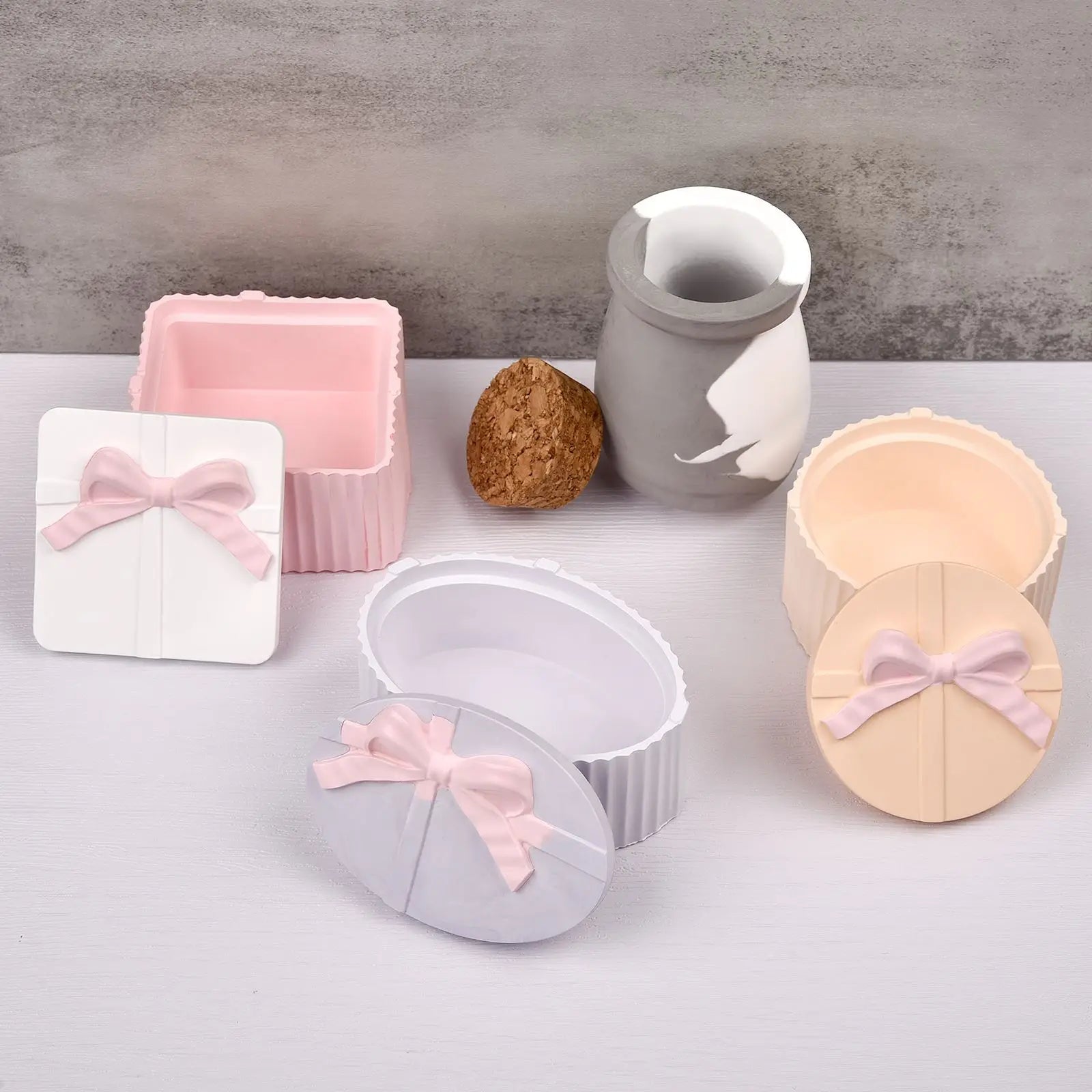 Silicone Mold For Cement With Lid Handmade Container Jars Box Resin Epoxy Mold Storage Box For DIY Jewelry Making Crafts