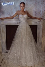 Beach Glitter Wedding Dress Strapless Bridal Dresses Shiny Bridal Gowns Simple Wedding Gown Customized Vestidos De Novia