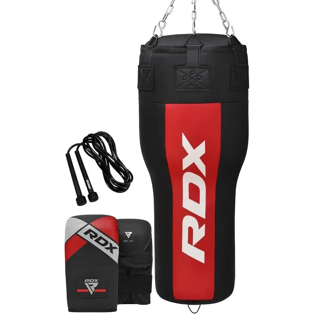 Leather Angled Heavy Bag Set for Boxing, Kickboxing, MMA, Muay Thai, Grappling, Sparring, BJJ, and Taekwondo Training
