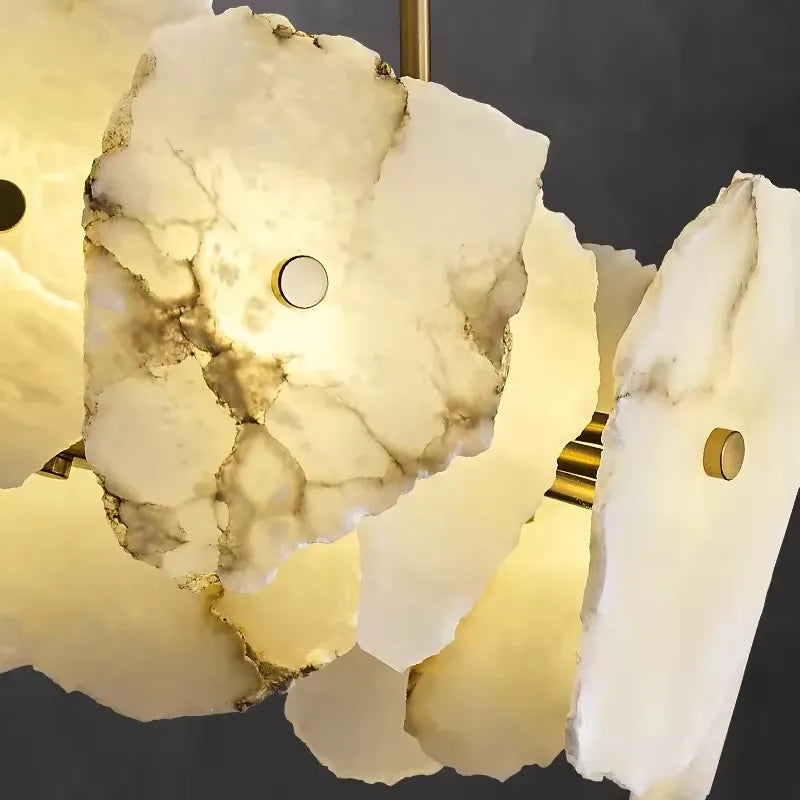 Modern Real Natural Marble Dining Room Decor Light Fixture LED Hanging Lamp Lustre Chandelier Luxury Home Decor Living Room