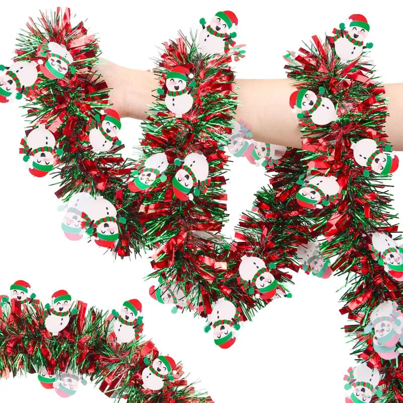 6M Christmas Snowflake Tinsel Garland Xmas Tree Decoration Christma Metallic Twist Garland Ceiling Hanging New Year Party Decor
