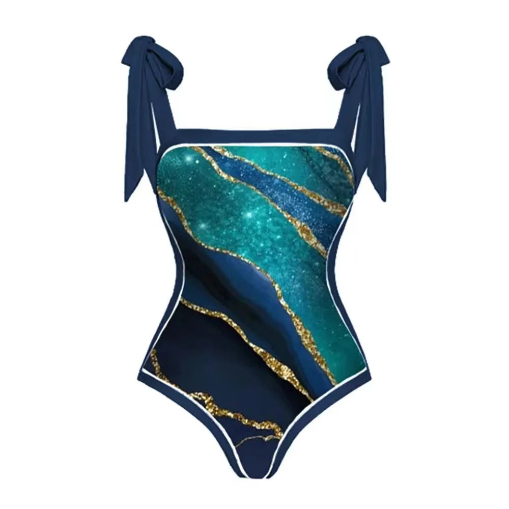 Sexy Slimming One-Piece Swimsuit Women's Beach Dress Set Fashionable Thermal Spa Swimming Bikini Full Coverage Fixed Chest Pad