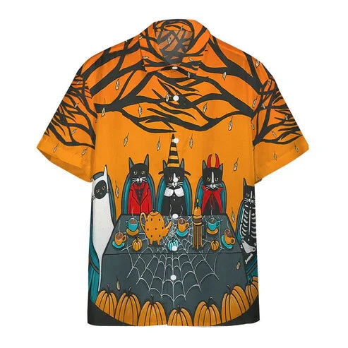 New Halloween Series 3D Printed Casual Pumpkin Short Sleeved Shirt for Men Beach Wear Summer Clothing