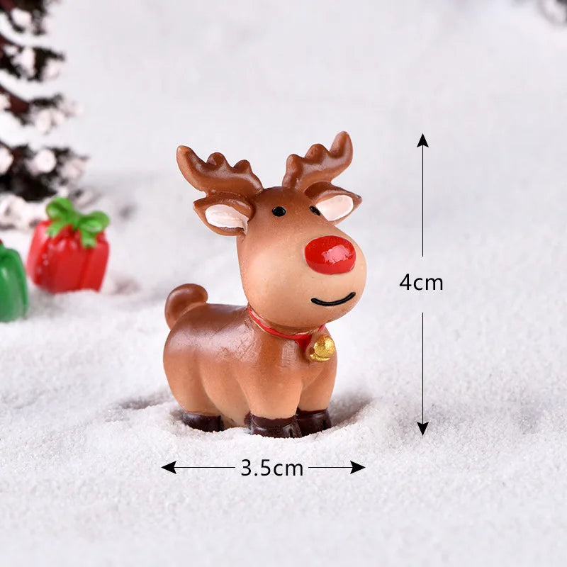 New Christmas Deer Santa Claus Sled Tree Snowman Figurine Doll House Home Decor Miniature Garden Decoration Accessories Modern
