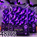 Glow in The Dark 3D Bat Wall Stickers Removable PVC Halloween Decor with 3 Sizes Easy Peel Stick for Windows Home Party Supply