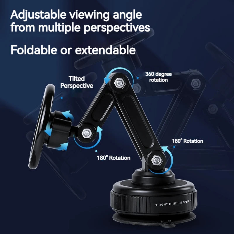 Universal Vacuum Suction Cup Magnetic Car Phone Holder Foldable 360° Rotation Mount Ideal for Bedroom Bathroom Glass Dashboard
