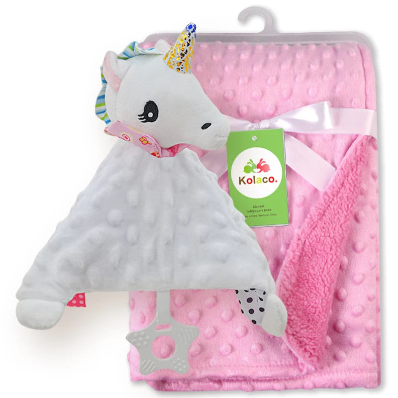 Personalized Newborn Baby Blanket with Name Custom Dot Minky Stroller Swaddle Set Security Towel Baby Shower Gift for Infant Boy