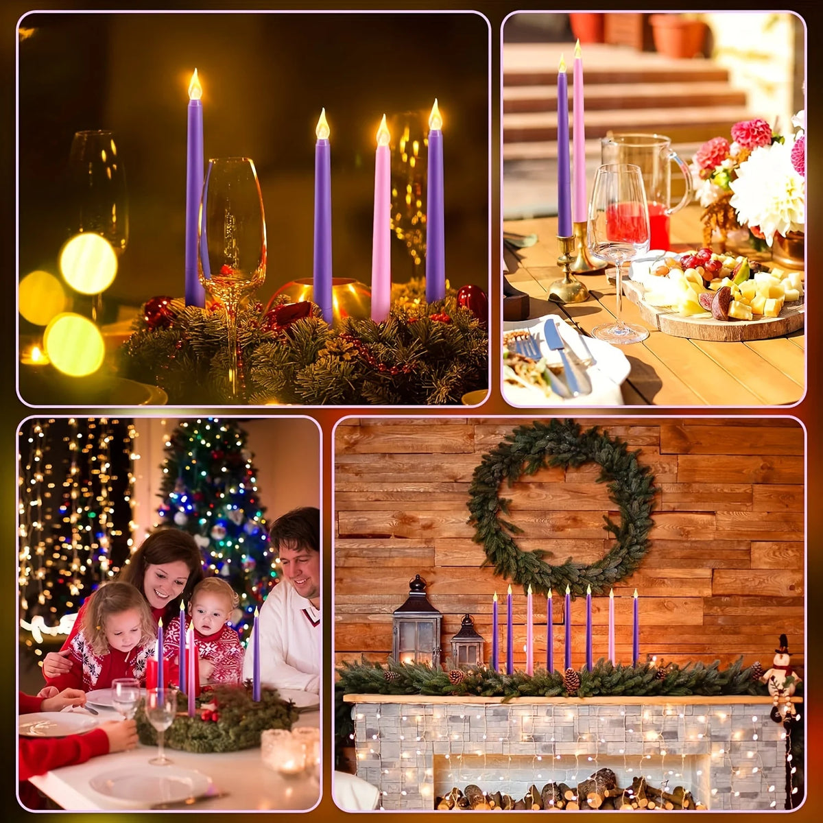 6pc LED Flickering Flameless Candles 28CM Taper Candles Halloween & Christmas Decor Wedding Home Festive Decor Battery Operated