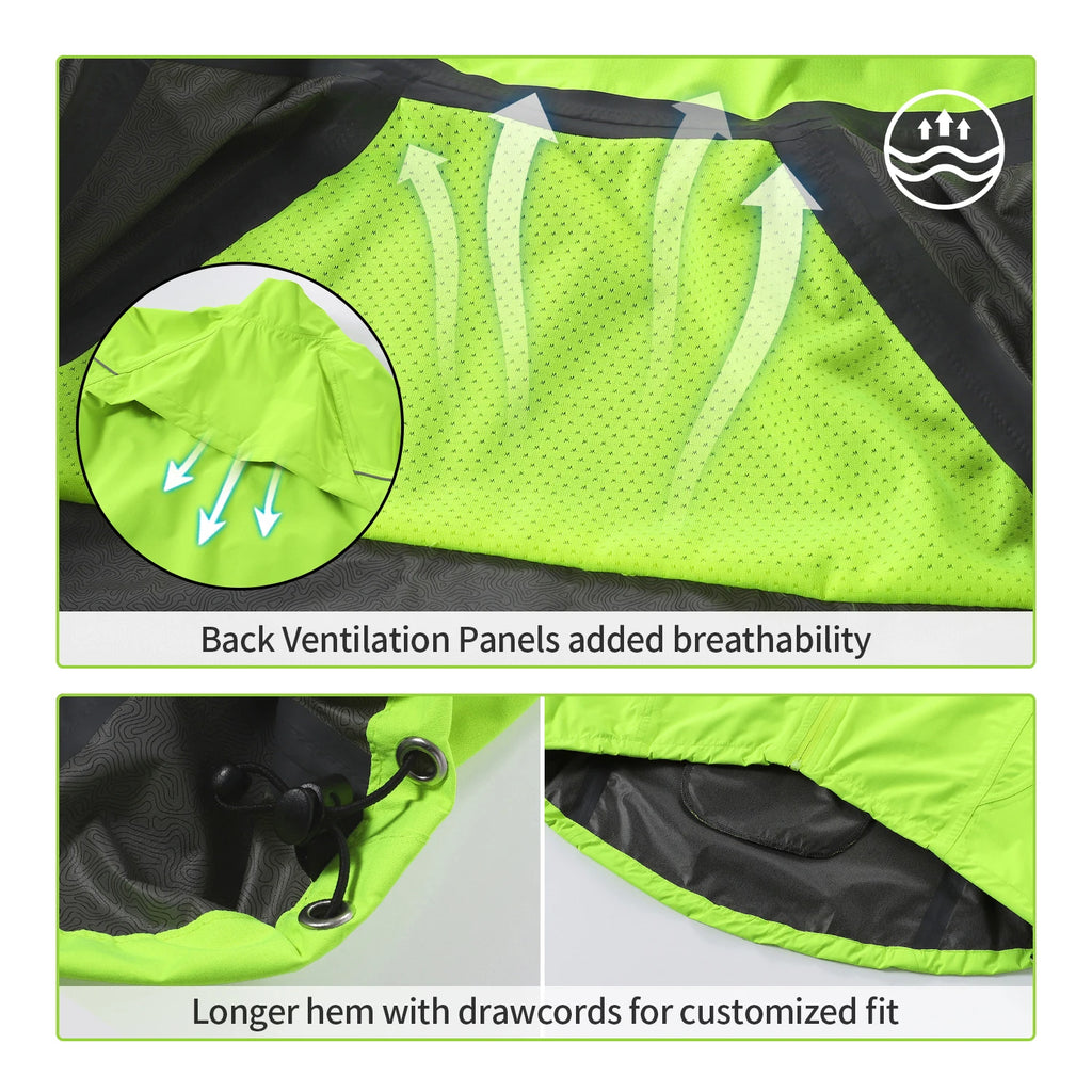 ARSUXEO Mens Cycling Windbreaker Jackets Bicycle Raincoat Waterproof Motorcycle Clothing Outerwear Bike Jersey Lightweight