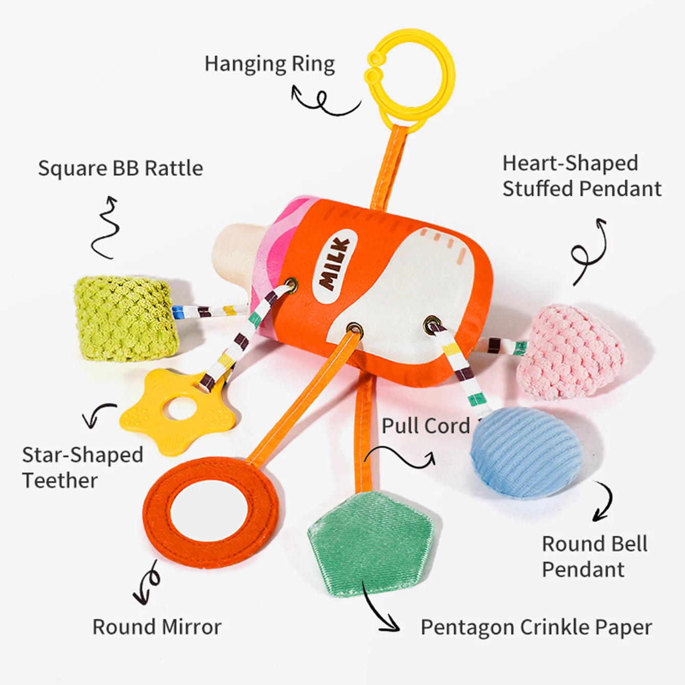 Newborn 0-12 Months Baby Plush Stroller Toys Baby Rattles Mobiles Cartoon Animal Hanging Bell Educational Baby Toys Speelgoed