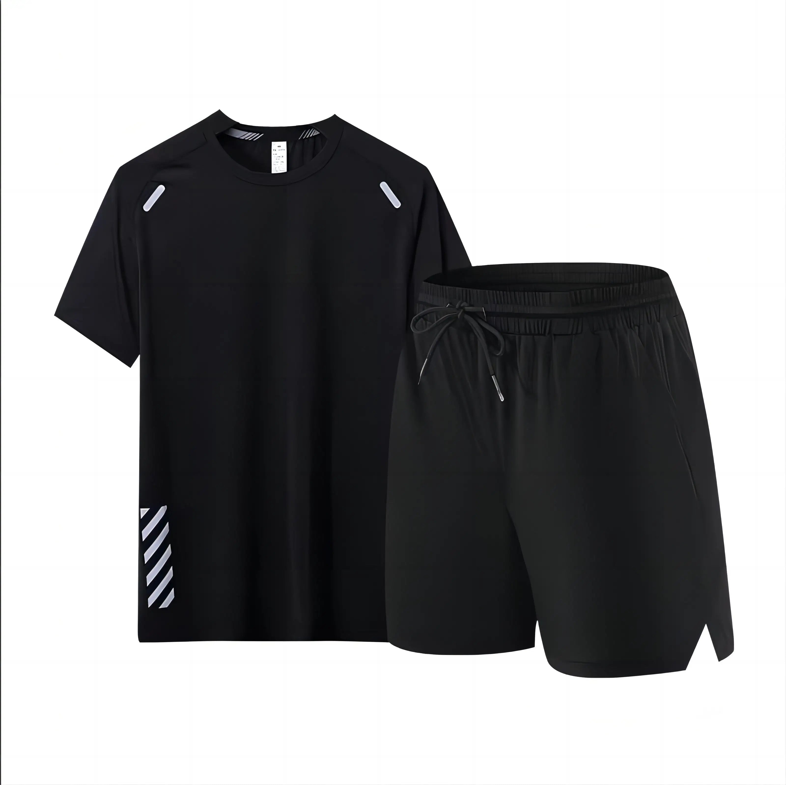 Summer Men's Sportswear Short Sleeve T-shirt Custom Printed LOGO Top Shorts Two-piece Round Neck Fitness Gym Running Suit Men