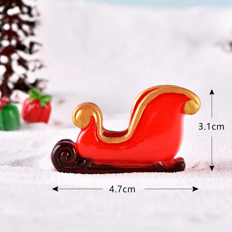 New Christmas Deer Santa Claus Sled Tree Snowman Figurine Doll House Home Decor Miniature Garden Decoration Accessories Modern