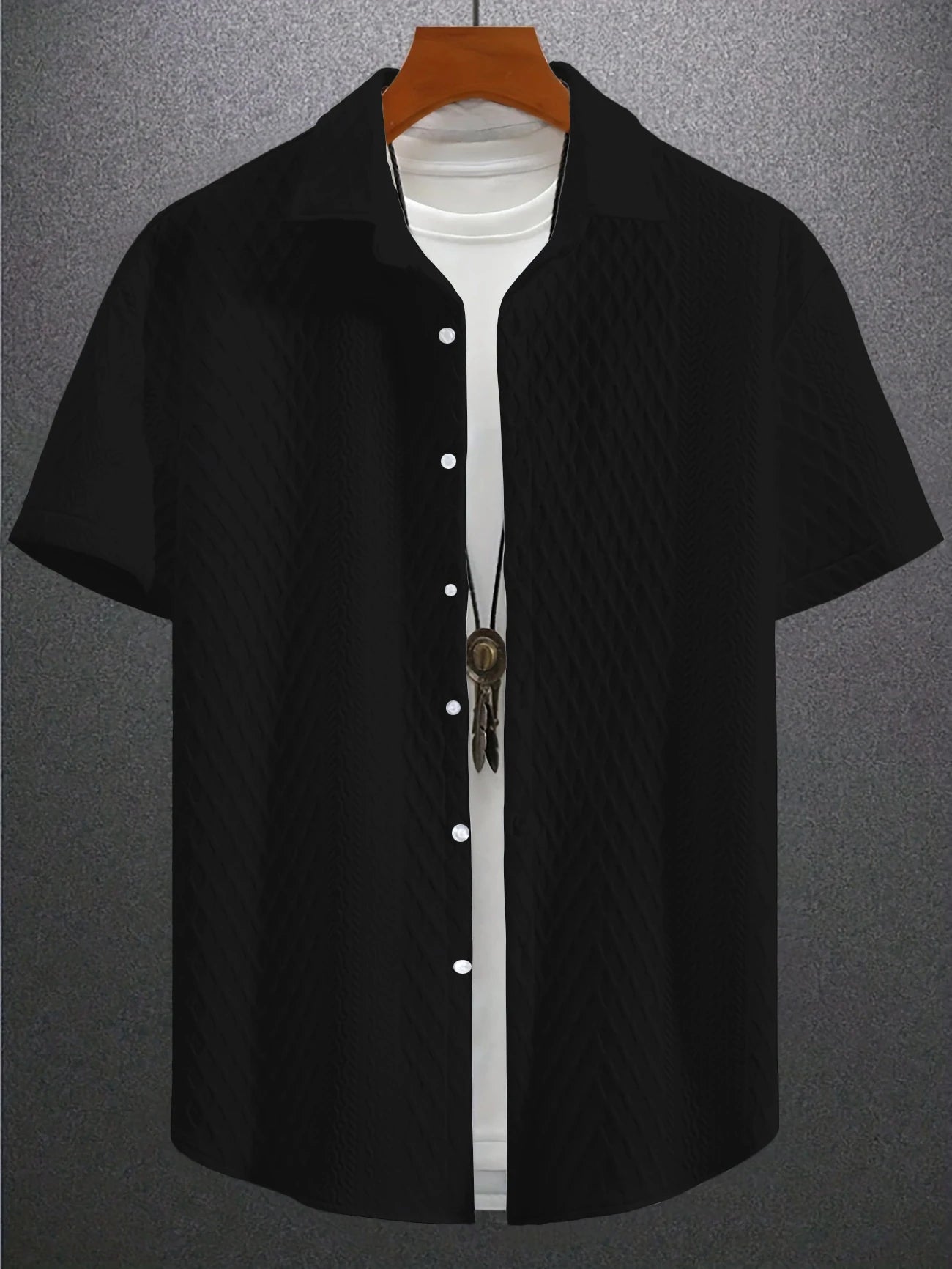 2025 new men's shirt men's jacquard shirt fashion fashion two seasons wear conch series