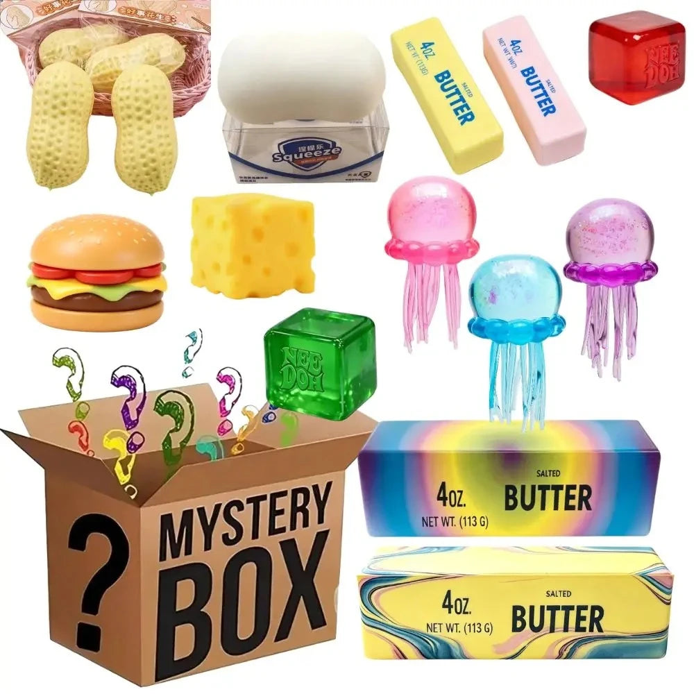 &100+ style Novelty Mystery Gift Surprise Blind Box Dr PepperrNeDooh Nice Cube Butter stick Squishy Squeeze Toy for Adults Gifts