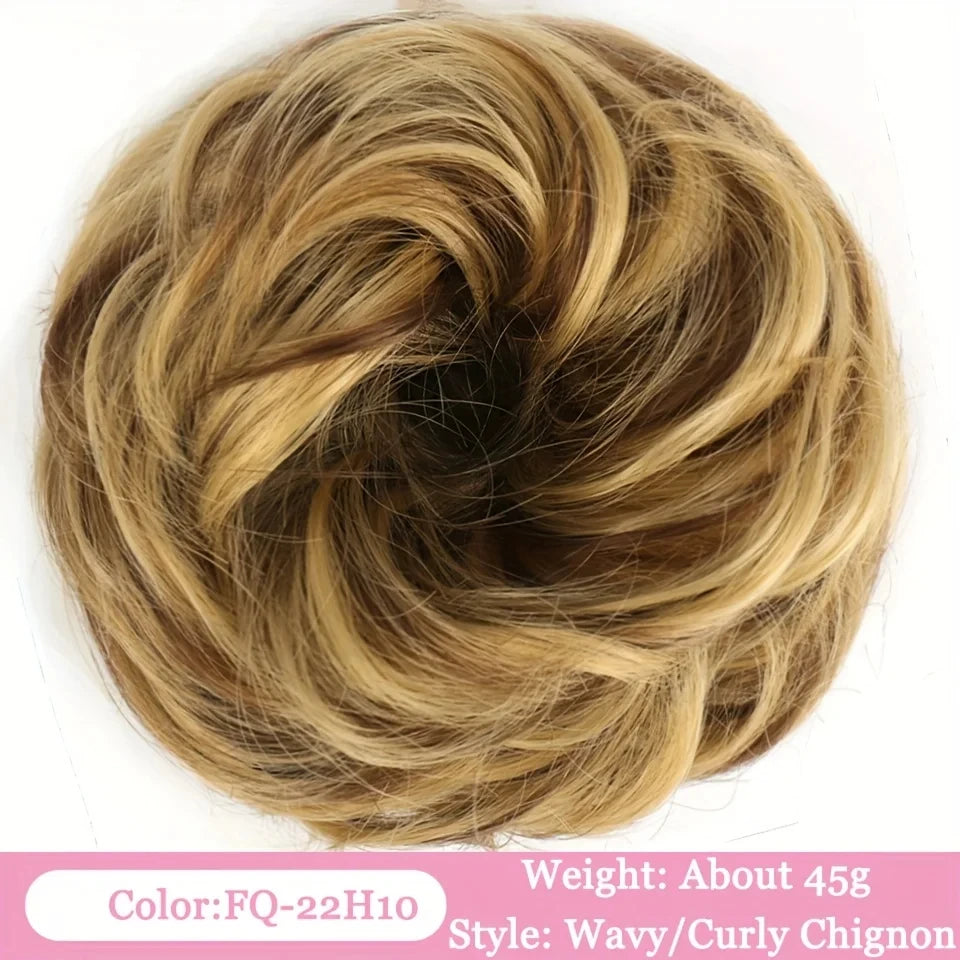 OLACA Synthetic Hair Bun Bands Blonde Black Messy Curly Chignon Donut Updo Scrunchies Fake Hair Pieces For Women Hair Extensions