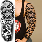 1 Sheet Full Arm Leg Robber Joker Gangster Temporary Tattoos Long Large Bad Guy Nun Fake Tattoo Sleeve Waterproof  Tatoo Sticker