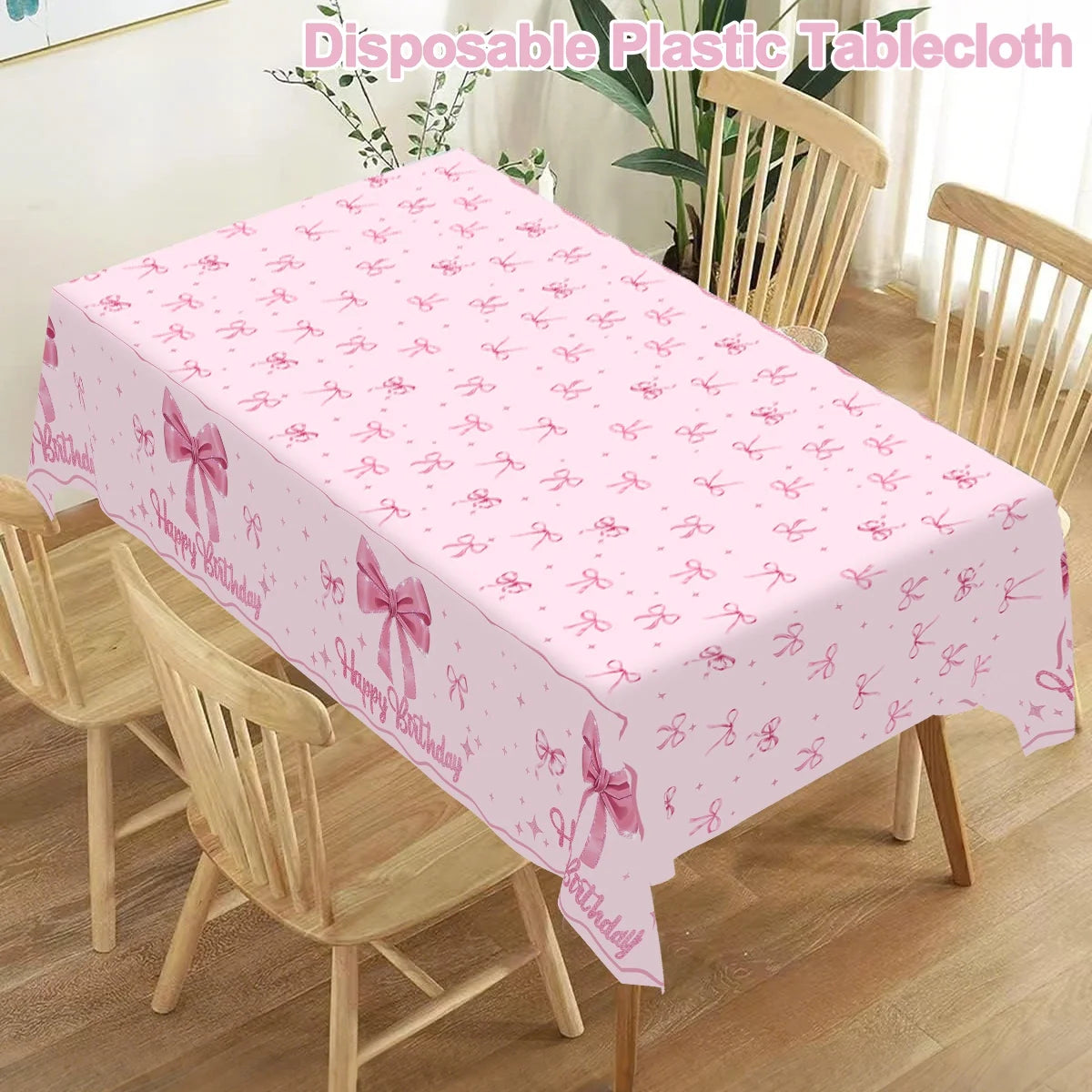 Pink Bow Tablecloth Birthday Party Decoration Favors Disposable Tablecloth Wedding 1st Birthday Party Supplies Table Decoration