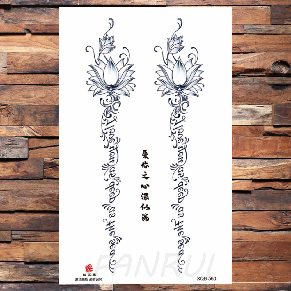 Watercolor Rose Flower Temporary Tattoo For Women Kids Girls Cherry Fake Tattoos Sticker Sexy Lotus Henna Waterproof Tatoo Waist