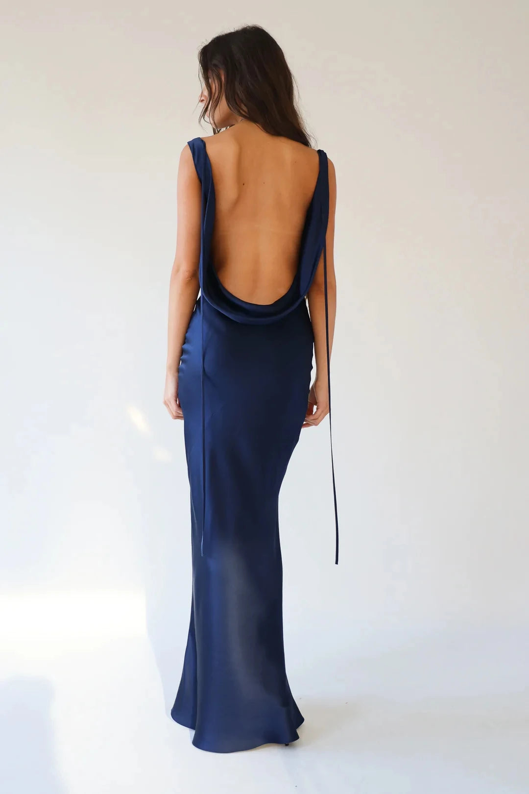 Sexy Women Long Dress Sleeveless Draped Neck Backless Lacing Slim Fit Dress For Party Cocktail Evening Club Street Style S M L
