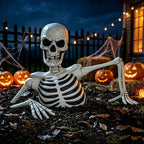 Halloween Walking Skeleton Half Body Skull Glowing Eyes Animated Scary Spooky Horror Prop For Haunted House Party Home Decor