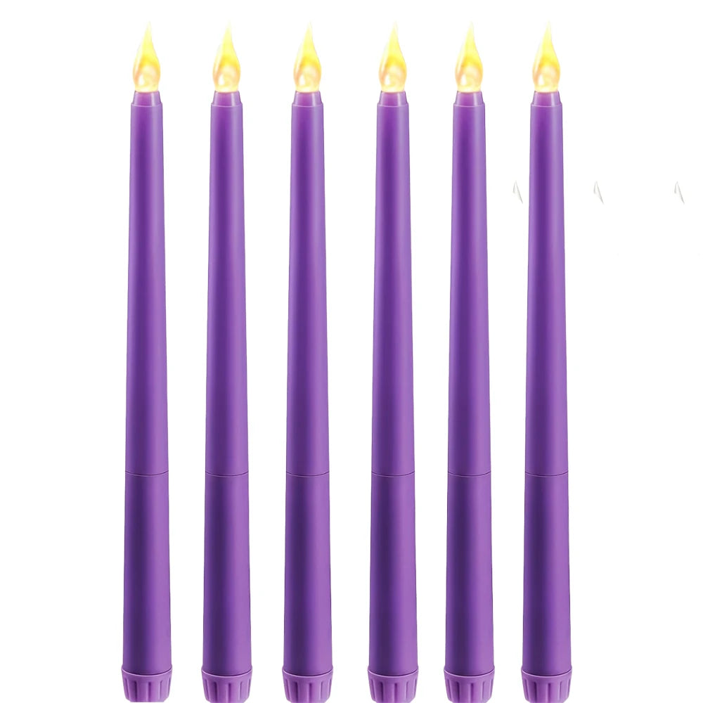 6pc LED Flickering Flameless Candles 28CM Taper Candles Halloween & Christmas Decor Wedding Home Festive Decor Battery Operated