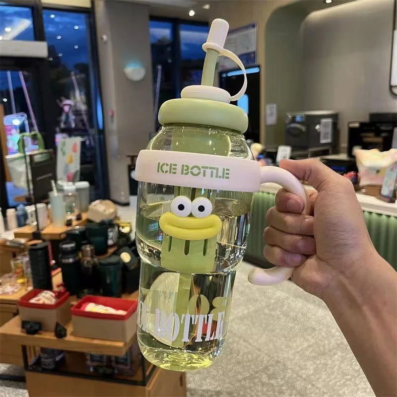 1100ML Sports Water Bottle Cute Aesthetic Large Capacity Water Cup for Women Summer Home Outdoor Portable Straw Cup
