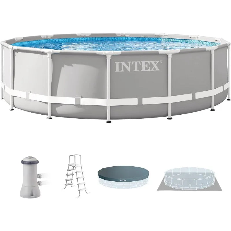 Intex 26719EH Prism Frame Premium Above Ground Swimming Pool Set: 14ft x 42in – Includes 1000 GPH Cartridge Filter Pump – SuperTough Puncture Resistant – Rust Resistant – 3357 Gallon Capacity