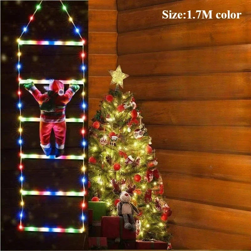 Christmas Decoration 2027 Glowing Santa Claus Climbing Ladder Room Decoration Home Outdoor Garden Cristmas Tree Ornement Gift