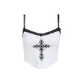 2025 New Women Summer sexy Y2K hot girl slim fit tank top, European and American street style printed lace top for women
