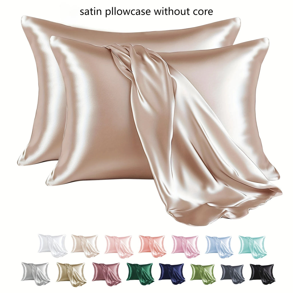 1 Pair Satin Pillowcase - Anti-Allergy Breathable Bedding Polyester Satin with Envelope Closure Machine Washable & Skin-Friendly