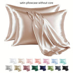 1 Pair Satin Pillowcase - Anti-Allergy Breathable Bedding Polyester Satin with Envelope Closure Machine Washable & Skin-Friendly