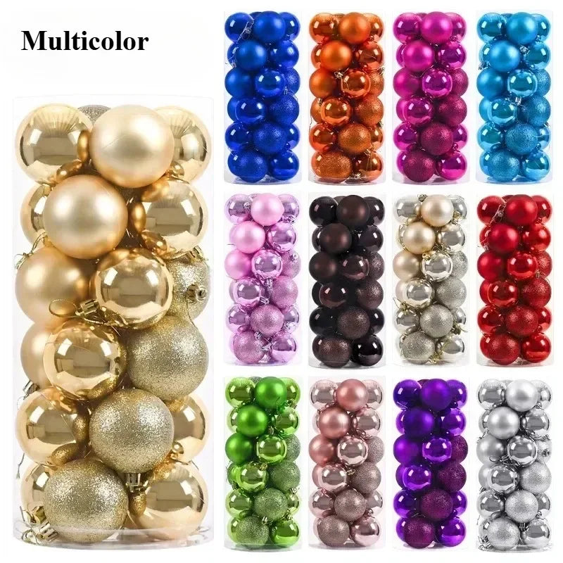 24 Pcs 3/4/6CM Christmas Balls Big Ball Christmas Tree Pendant Ornaments for Party Decor 2025 New Year Navidad Gifts Accessory