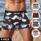 4 Pieces European and American Size MEN'S FASHION Printed Boxer Underwear Comfortable Swimming Trunks Oversized Underwear Shorts