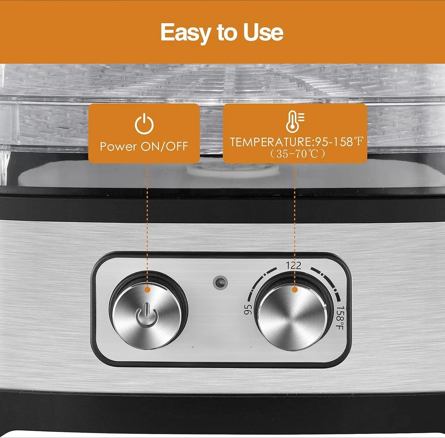 240W Food Dehydrator, Dehydrator for Food and Jerky, Fruits, Herbs, Veggies, 5 BPA-Free Trays Dishwasher Safe