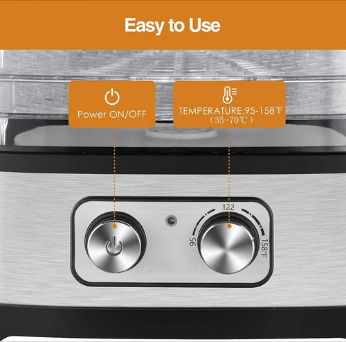 240W Food Dehydrator, Dehydrator for Food and Jerky, Fruits, Herbs, Veggies, 5 BPA-Free Trays Dishwasher Safe