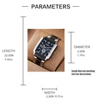 Men Watches Steel Fashion Elegant Rectangle Dial Steel Clock Quartz Watch Men's Silver-Black Cool Wristwatch Masculino Relogio