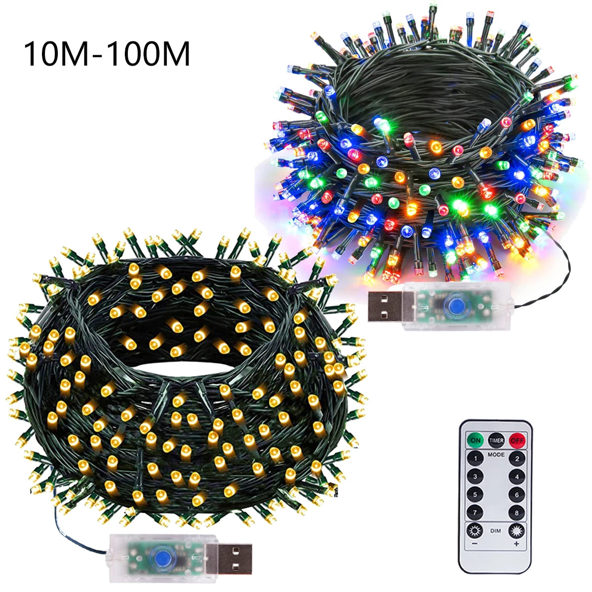 10m-50m LED String Lights Christmas Garland USB Fairy Lights Outdoor For Wedding Party New Year Christmas Tree Decoration Lamps