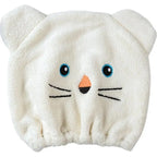 Cute Cartoon Bear Soft Absorbent Dry Hair Cap for Kids Coral Fleece Microfiber Hair Drying Towel Head Wrap for Children Kids