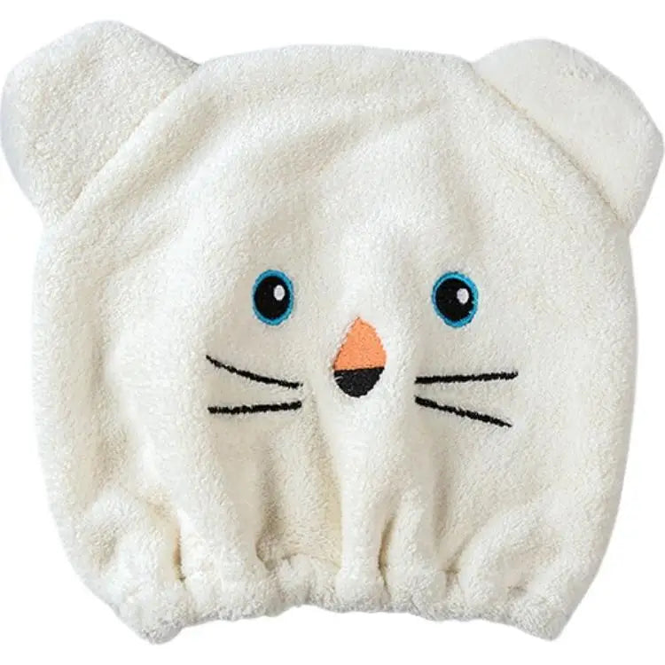 Cute Cartoon Bear Soft Absorbent Dry Hair Cap for Kids Coral Fleece Microfiber Hair Drying Towel Head Wrap for Children Kids
