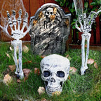 Halloween Skull Skeleton Head Realistic Human Hand Arms for Halloween Party Home Garden Lawn Decor Haunted House Horror Props