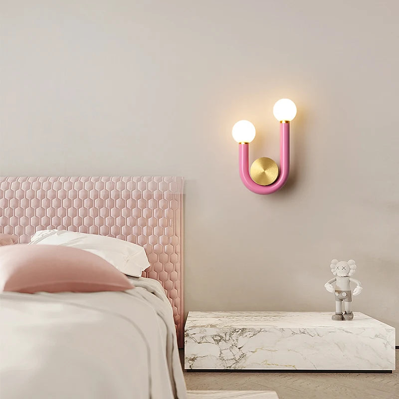 Danish Designer Creative Colorful U-shaped LED Wall Lamp Study Living Room Bedroom Bedside Hallway Staircase Indoor Light Decor