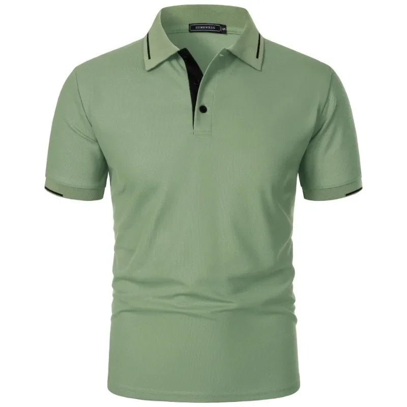 Men's Short Sleeve Polo Shirt Summe Button Classic Fit Casual T-Shirts Oversize Pullover Shirts Man Solid Color Lightweight Tops