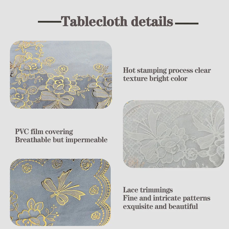 Lace thickened tablecloth rectangular waterproof oil resistant stain resistant European dining table cloth