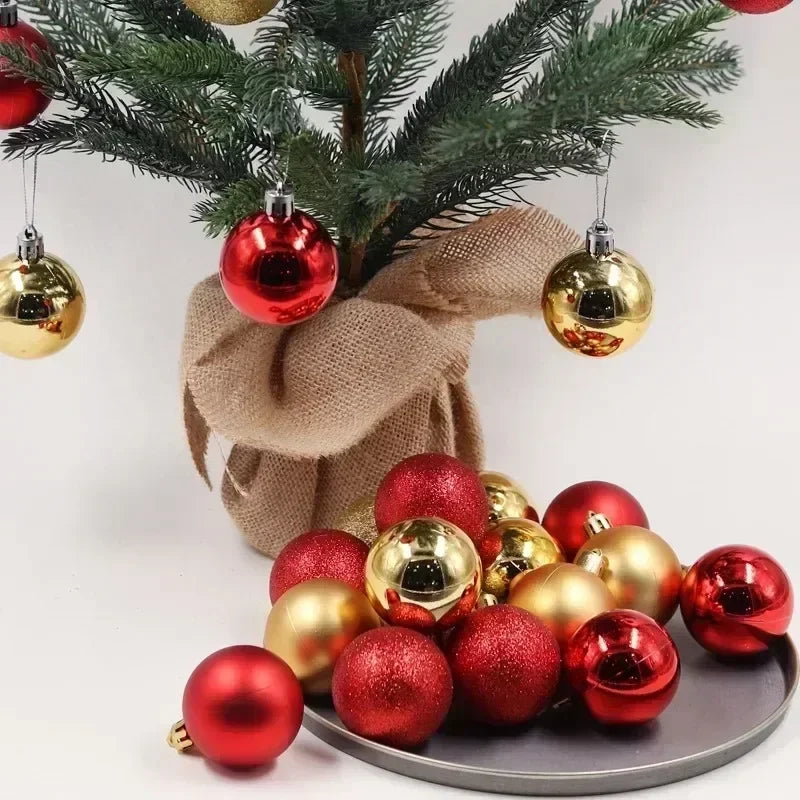 24 Pcs 3/4/6CM Christmas Balls Big Ball Christmas Tree Pendant Ornaments for Party Decor 2025 New Year Navidad Gifts Accessory