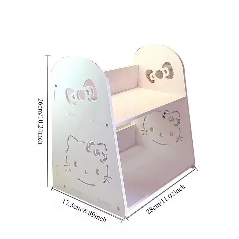 Hello Kitty 2-Tier Desktop Storage Shelf, Kawaii White Desk Organizer, Cute Makeup Stationery Display Rack for Woman Home Office
