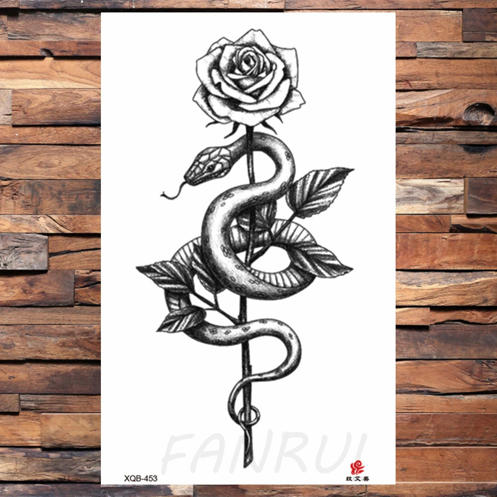Watercolor Rose Flower Temporary Tattoo For Women Kids Girls Cherry Fake Tattoos Sticker Sexy Lotus Henna Waterproof Tatoo Waist