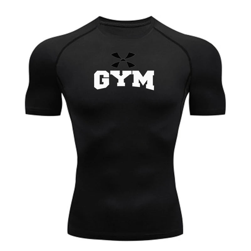 2026 Men Summer Sportswear Running T-shirt Compression T Shirt Elastic Quick Dry Sport Tops Tee Athletic Gym Workout Shirts
