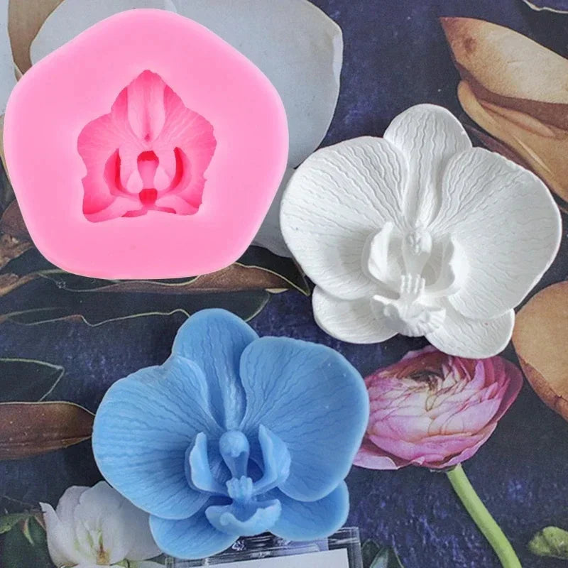 3D Orchid Cake Silicone Mold DIY Flower Fondant Jelly Mold Phalaenopsis Candle Soap Candy Chocolate Cake Decoration Baking Tool